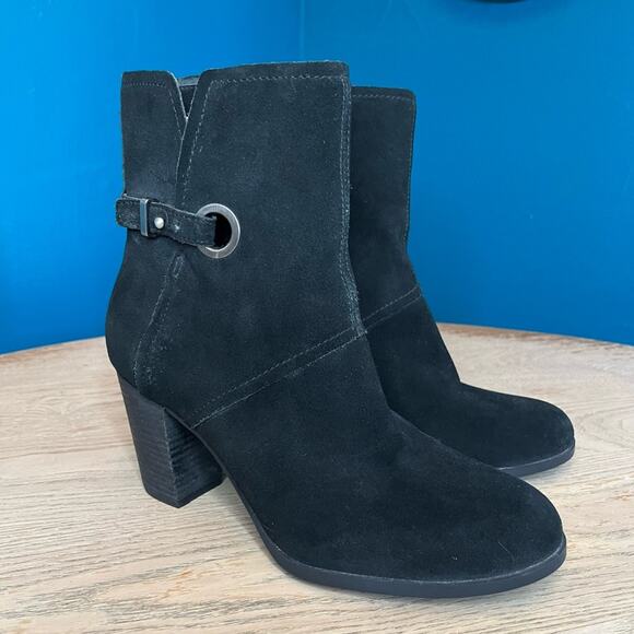 Kookaburra by UGG Samiah Mid Block Heel Suede Ankle Boots Black Women’s 8 - Picture 1 of 12